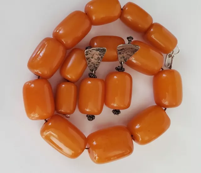 Collar de cuentas grandes vintage caramelo baquelita ámbar 125 gr