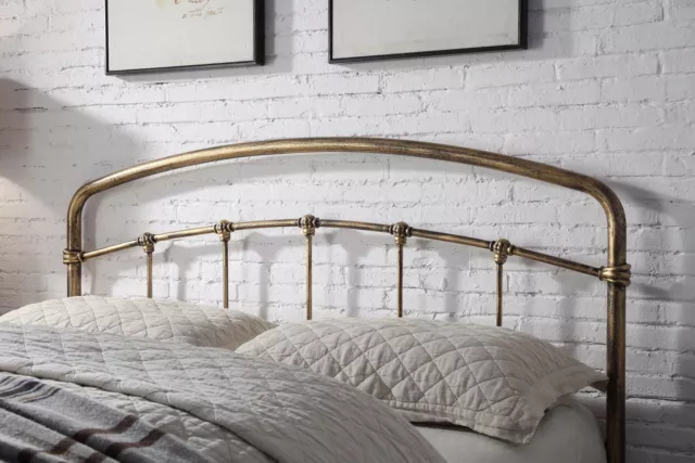 Luxury Antique Brass Metal Bed Frame Vintage Industrial Style | Double King Size 3