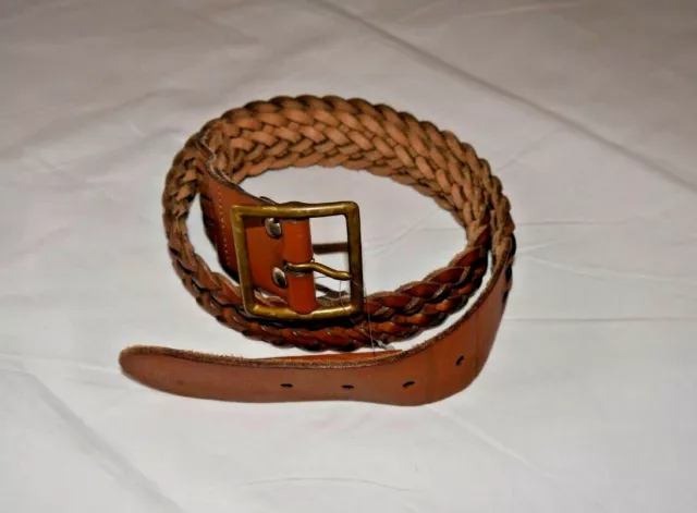 Ralph Lauren Brown Braided Genuine Leather Belt Size 34/85