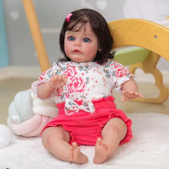 Bambole Reborn 24" Enorme Bambina Bambina Bambina Bambina Realistica 3D Regalo Fatto a Mano Bambini Giocattolo Morbido