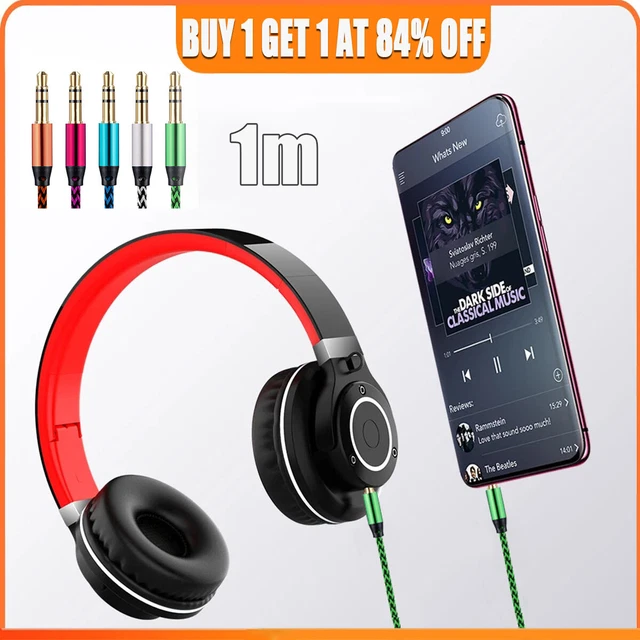 Aux Cable Audio Lead 3.5mm Jack to Jack Stereo Male for Car PC Phone 1m