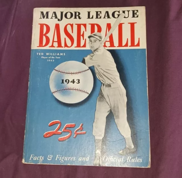 1943 MAJOR LEAGUE BASEBALL SC Book Facts & Figures Official Rules Ted Williams