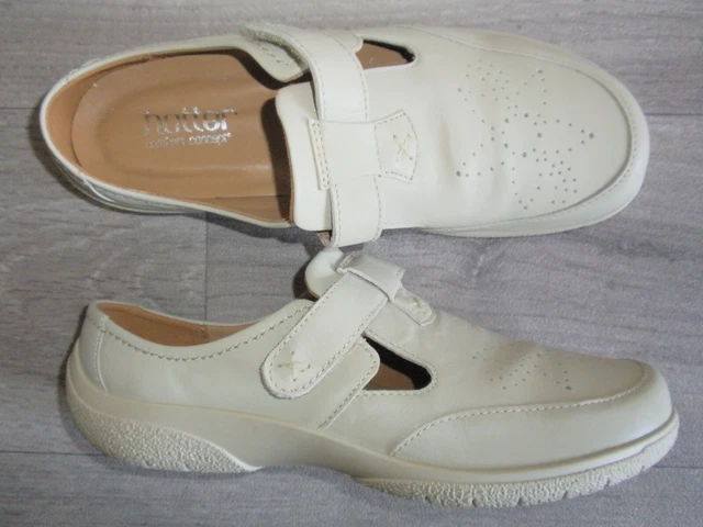 HOTTER MUSE CREAM Leather Hook Loop Flat Comfort Shoes Slip On Mules Size 4.5 17.99 PicClick UK
