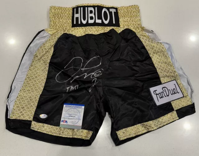 Floyd Mayweather Signed Shorts With “TMT” Inscription (PSA/COA Authenticated).