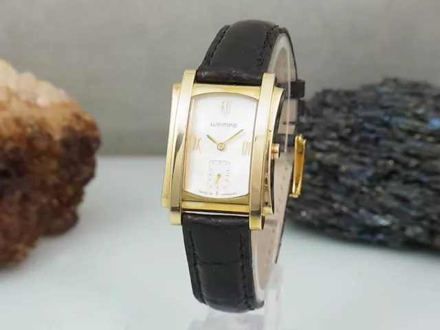 Wempe Zeitmeister Glashütte Manchette Inox 18K Plaqué Or Nacre Montre Femmes