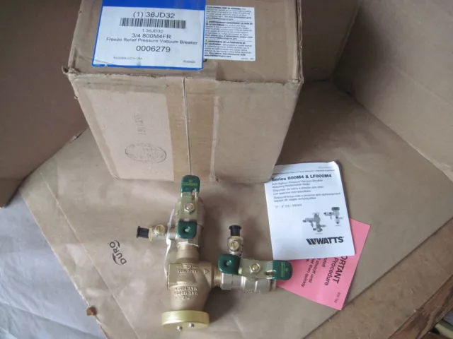 Watts 800M4FR 3/4” Freeze Resistant Pressure Vacuum Breaker Backflow Preventer