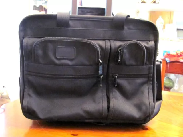Tumi Black Ballistic Nylon 2 Handle 2 Wheeled Roll Overnight Travel Bag 18"X13"