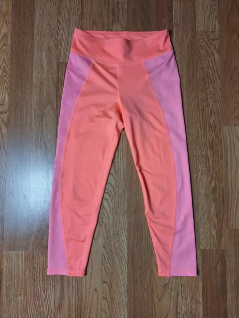 Gap Fit Girls Neon Pink Orange Capri Athletic Elastic Leggings Kids Size XL 2