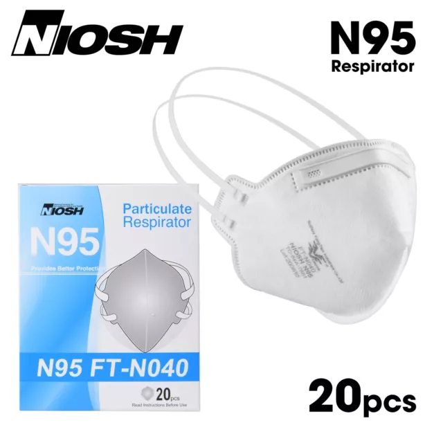 NIOSH N95 Disposable Face Mask Respirator White Protective Mouth Cover Filter