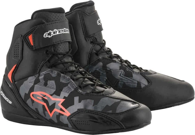 Alpinestars Faster-3 Noir Gris Camo Rouge Fluo Botte - Nouveau! Livr. gratuite!