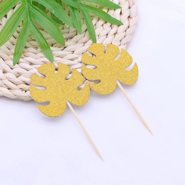 20 pz topper per torte a foglie Monstera foglie di palma tropicale topper per cupcake hawaiano