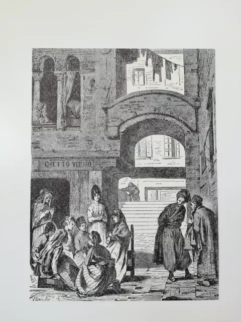 Clipping Ritaglio Illustrazione Il Ghetto Vecchio Venezia nel 1800