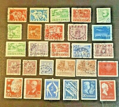 Sweden. Stamp Lot of 27. Scott's #s 116//563 & C6. Used. sal's stamp store.