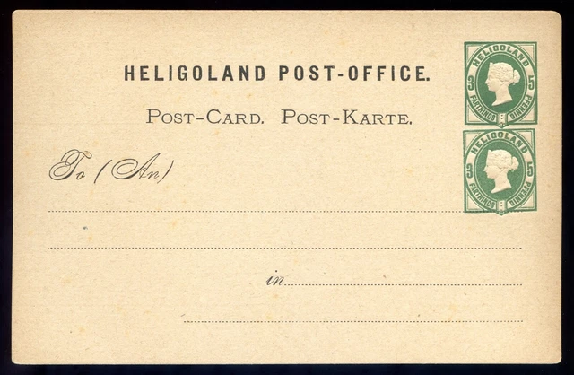 =Helgoland Postkarte mit doppelten Aufdruck ND?=