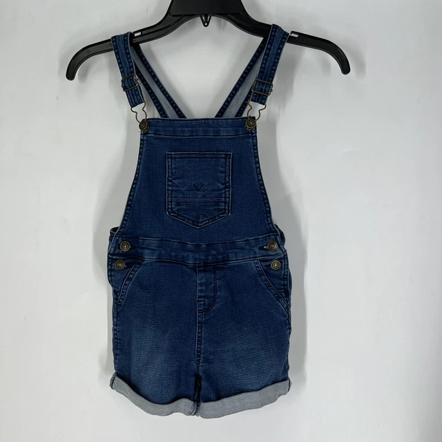 Hudson Girls Size 6 Blue Denim Short Overalls Shortals Adjust Straps