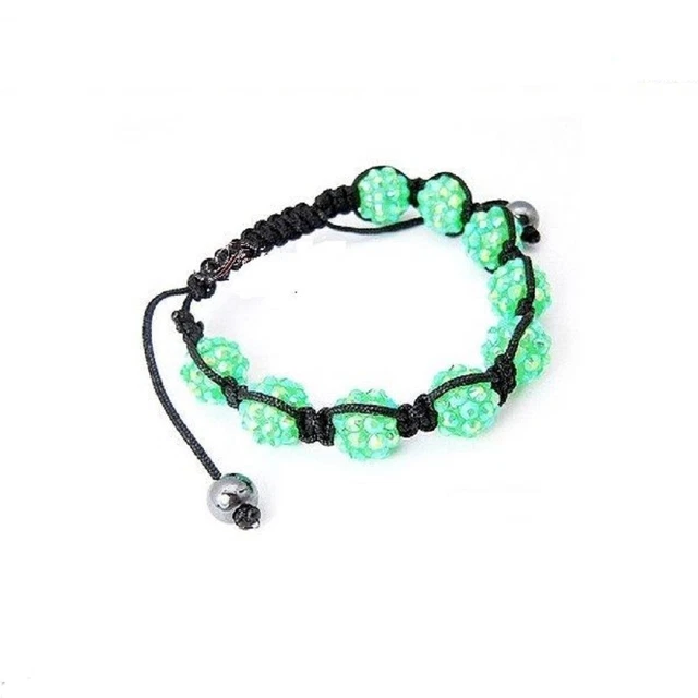 Bracelet Shamballa Cordon Noir Avec Perles Verte Et Hématite - Ajustable, Neuf Avec étiquettes, Pour Femme