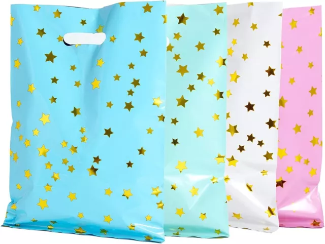 40PCS Birthday Party Favor Bags for Kids, Plastic Birthday Goodie Bags W/ Stars