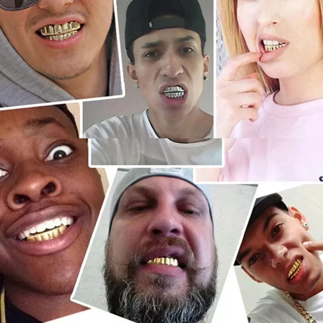 Diamond Teeth Grillz Full Mouth Plated Teeth Cap Hip Hop Grills Rapper Cosplay 3