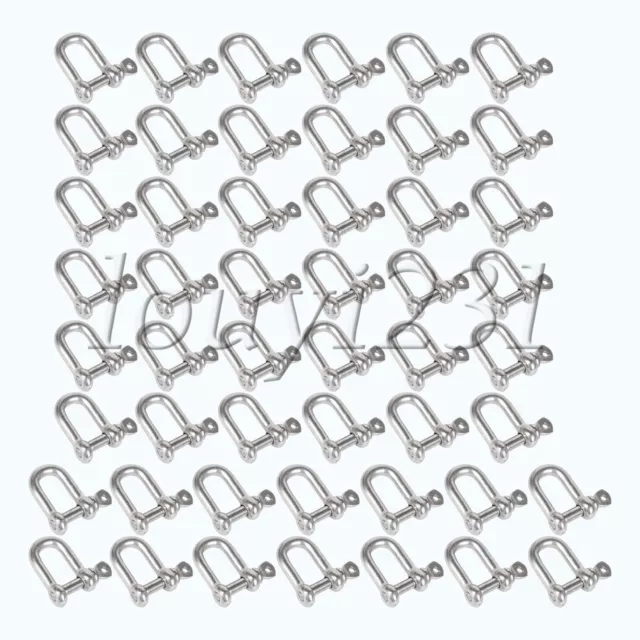 Stainless Steel D Shape Shackle Bow Shape M4 DIY for Wirerope Set of 50 Silver