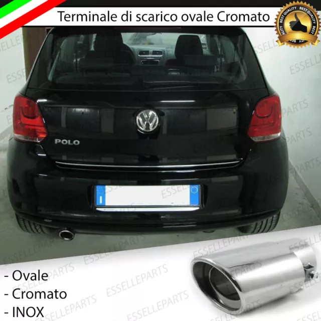 Terminale Scarico Cromato Lucido Ovale Accaio Inox Volkswagen Polo 6R