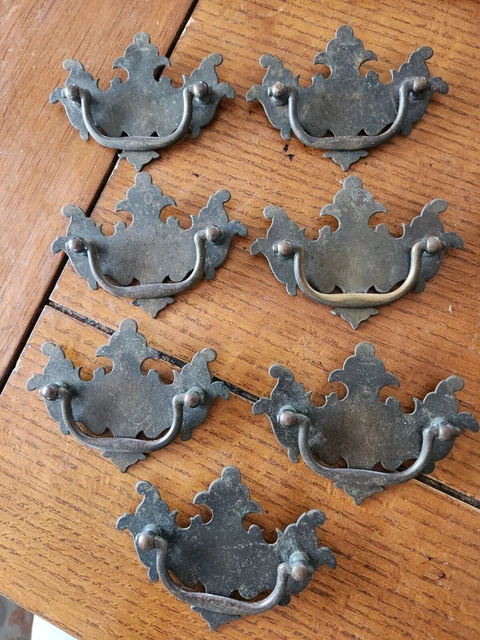 Antique Brass Furniture Hardware Drawer Pulls - Cabinet - Vtg  2 1/2 " Hole Span