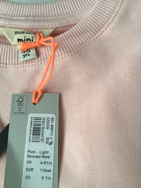 River island mini girls aged 4-5 years pink totally adorable sweat top set BNWT 11