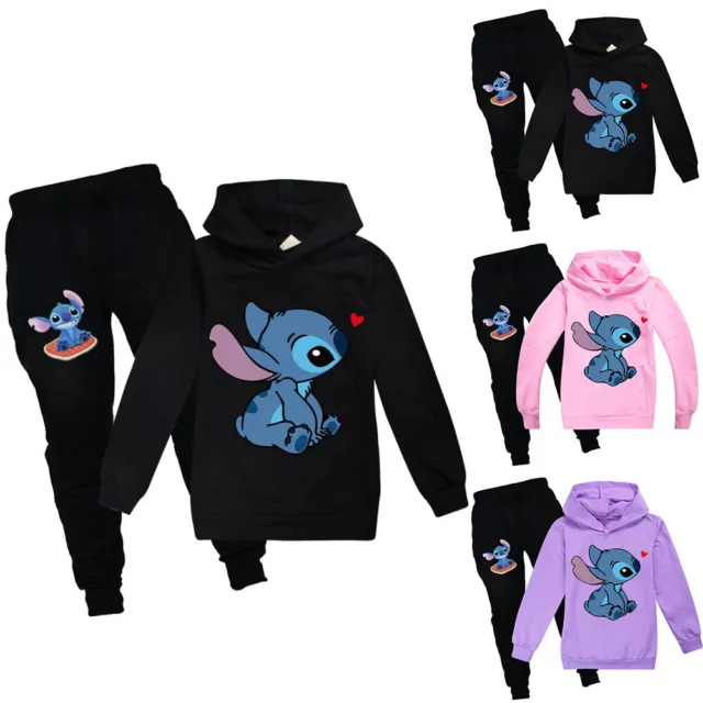 Kids Boys Girls Lilo and Stitch Print Casual Tracksuit Sets Hoodies Pants Suits