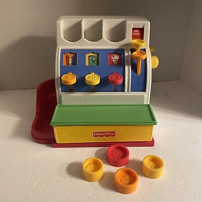 1994 Vintage Fisher Price Cash Register With 4 Coins - WORKING