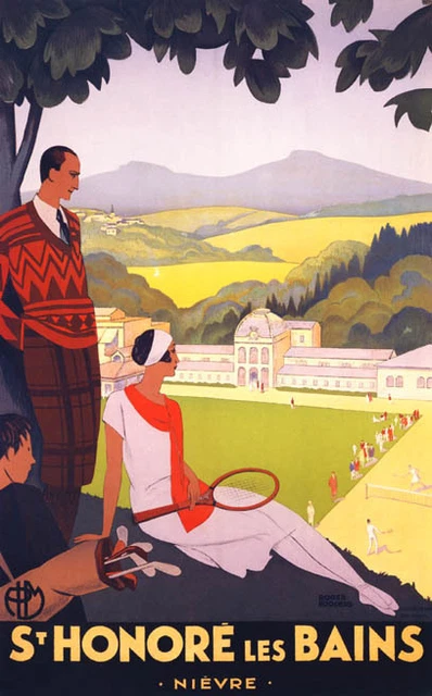 St. Honore Les Bains Resort Sport Tennis Golf Travel French Vintage Poster Repro