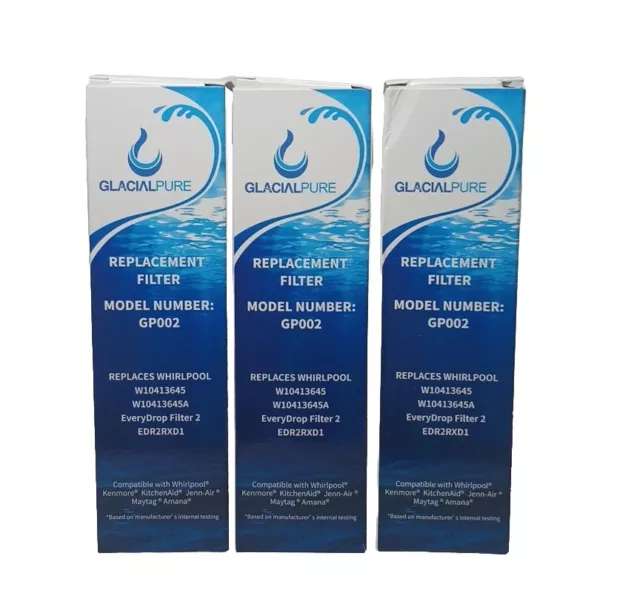 New 3 Pack Sealed Glacial Pure Replace Filter GP002 Sealed