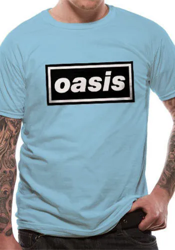 Oasis T Shirt Band Logo Definitely Maybe Official Licensed Blue Mens Rock Merch