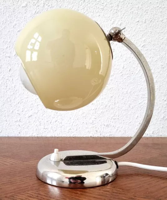 Tolle WMF IKORA Nachttisch Lampe Vernickelte Montur beiger Schirm, Art Deco 1930