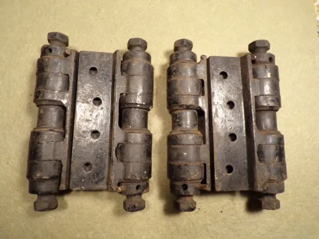 1 Pair Antique Cast Iron 4" Double Acting Spring Hinges Door Hinges Heavy Duty