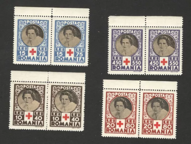 ROMANIA - MNH PAIR RED CROSS - Queen Mother Elena - 1945.