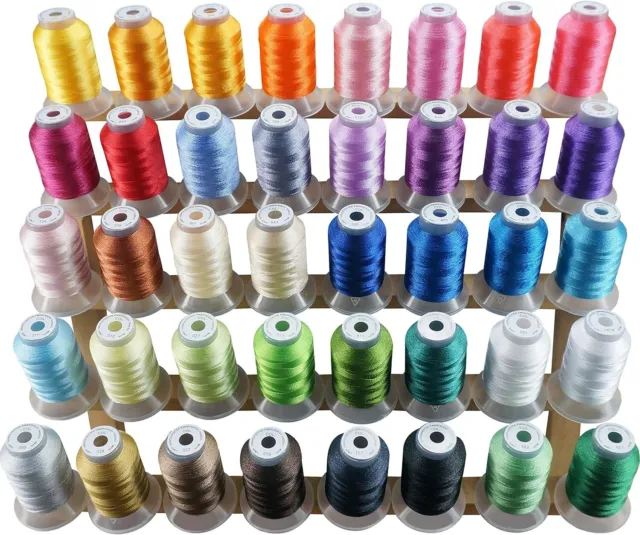 40 Brother Colors Polyester Embroidery Machine Thread Kit 500M (550Y) Each Spool