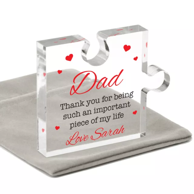 PERSONALISED Acrylic Puzzle Piece Fathers Day Gifts For Dad Daddy Grandad Him 3