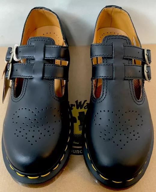 DR MARTENS BLACK 8065 Smooth Leather Mary Jane Shoes Size Uk 6 Eu