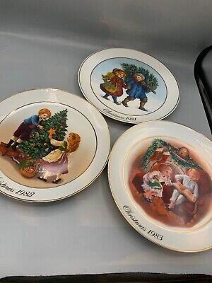 Avon Christmas Memories Porcelain Collector's Plates Vintage Set Of 3 1981-1983