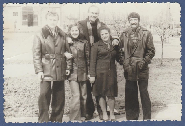 Beautiful guys and girls hugging in the park Soviet Vintage Photo USSR