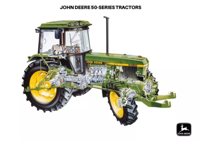 A3 John Deere 50 Series Tractor 3350 Cutaway Wall Poster Brochure Picture Art