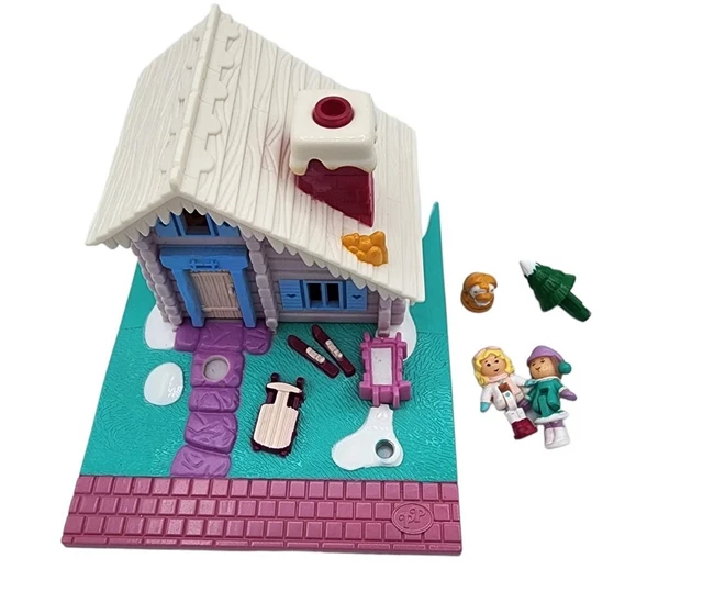 VINTAGE 1993 POLLY Pocket Ski Lodge Chalet House Bluebird 100 Complete