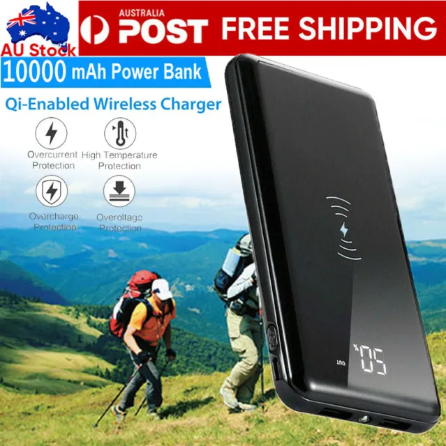 Wireless Power Fast Charging 2USB Portable 10000mAh Bank Battery Charger AUS