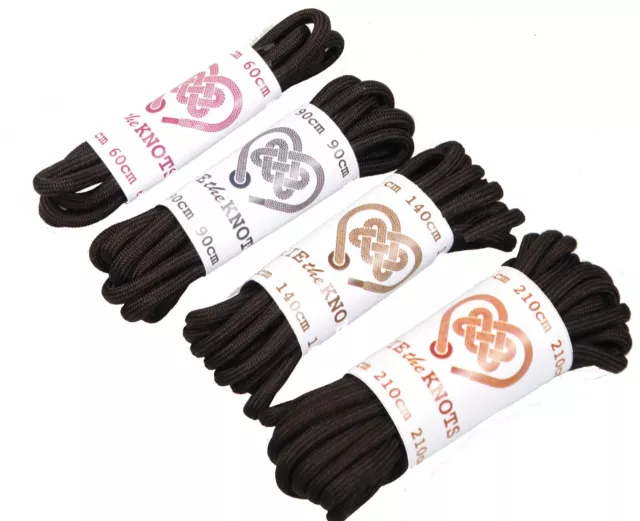 Shoe Laces Round Black All Sizes Lengths For Shoes, Work Boots, Walking Boots