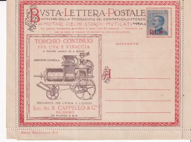 B.L.P. 1900/1943 - Busta Lettera Postale serie regionale nuova