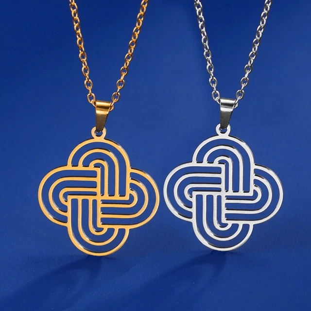 Solomon Knot Necklace Sacred Geometry Charm Good Luck Irish Amulet Stainless Ste