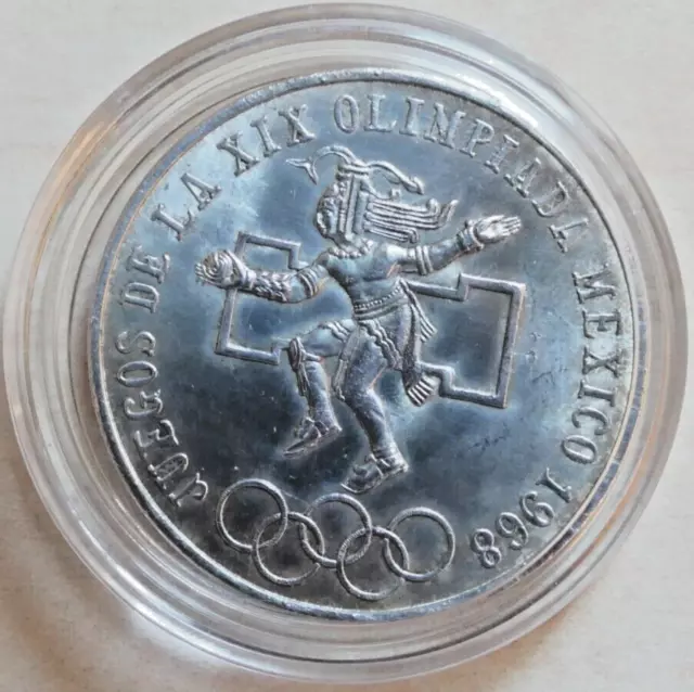 1968 Mexico Olympic Games ~ 25 Pesos - .720 Silver Coin ~ 22.5g ~ Capsulated.