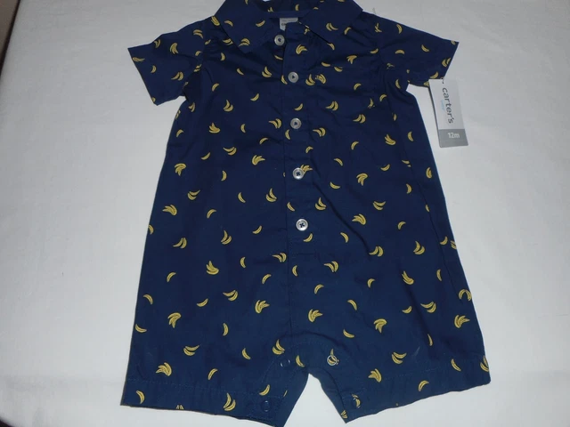 Carters Baby Boy Banana Print Romper Infant Size 12 Months - New