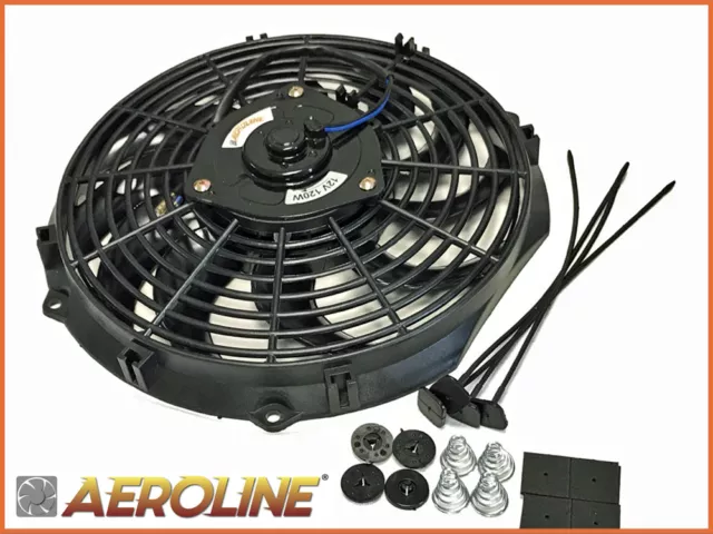 Aeroline® 12v Electric Car Radiator Intercooler Engine Cooling Fan + Fitting Kit