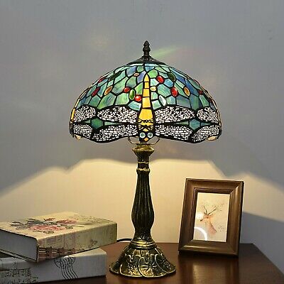 Tiffany Dragonfly Style Handmade 12 INCHES Table Lamp-Stained Glass Multicolor