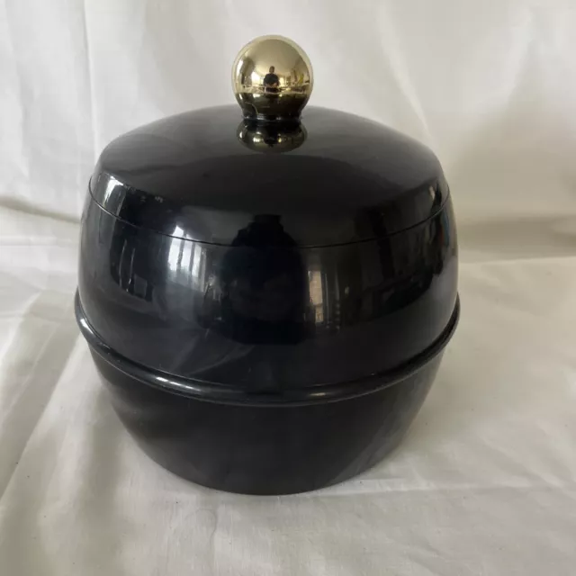 Vintage ice bucket with lid by Insulex 1960/70s black - cocktails, bar, man cave